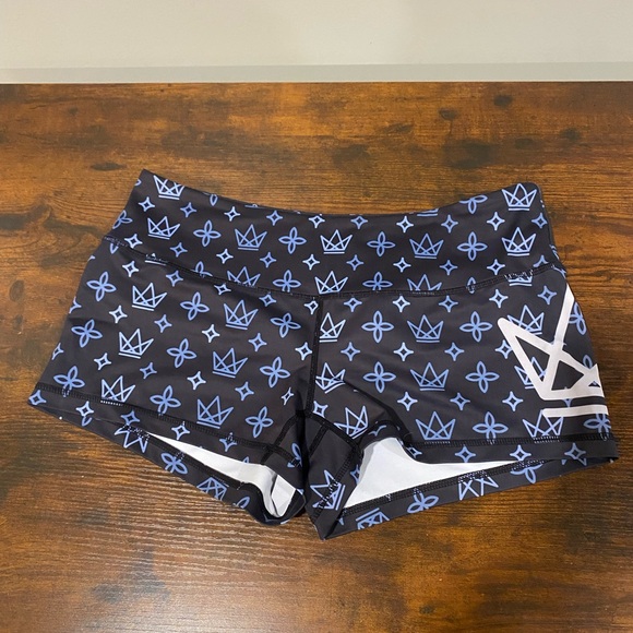 Feed Me Fight Me Women's Black and Blue Athletic Shorts - Picture 1 of 3